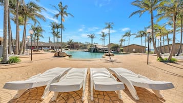 Outdoor pool, pool loungers