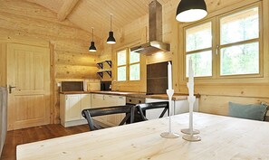 Dining - Beautiful and intimate cabin, open fireplace, close to nature. Pet friendly. (Växtorp)