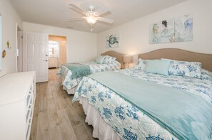 3 bedrooms, blackout curtains, iron/ironing board, travel cot