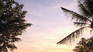 A thatched-roof structure with a circular opening, surrounded by tropical vegetation and a pathway leading to a body of water. - Baan Jai Dee Beach Front Hotel (Ko Pha-ngan)
