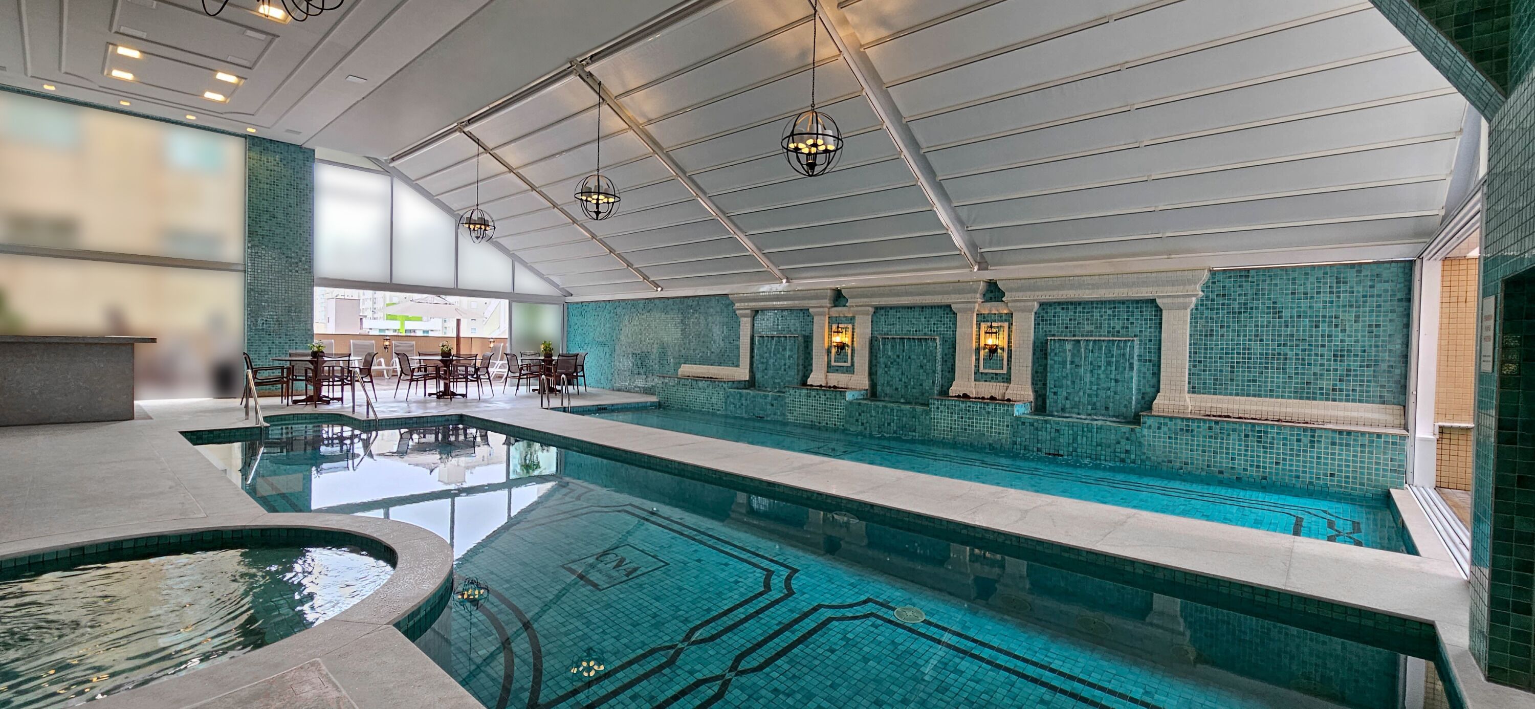 indoor pool, outdoor pool, open 9:00 am to 10:00 pm, pool umbrellas