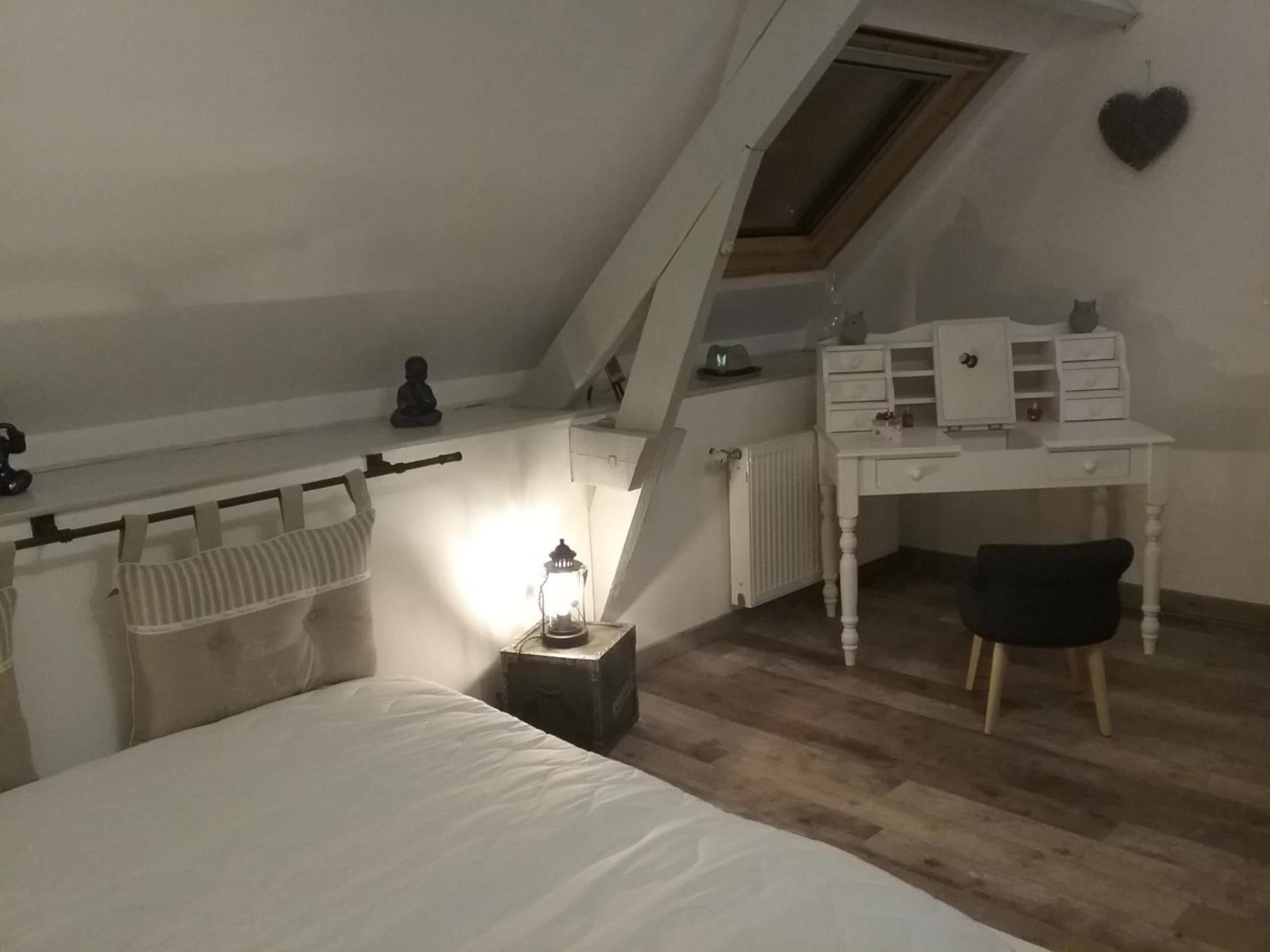 Desk, blackout curtains, soundproofing, iron/ironing board