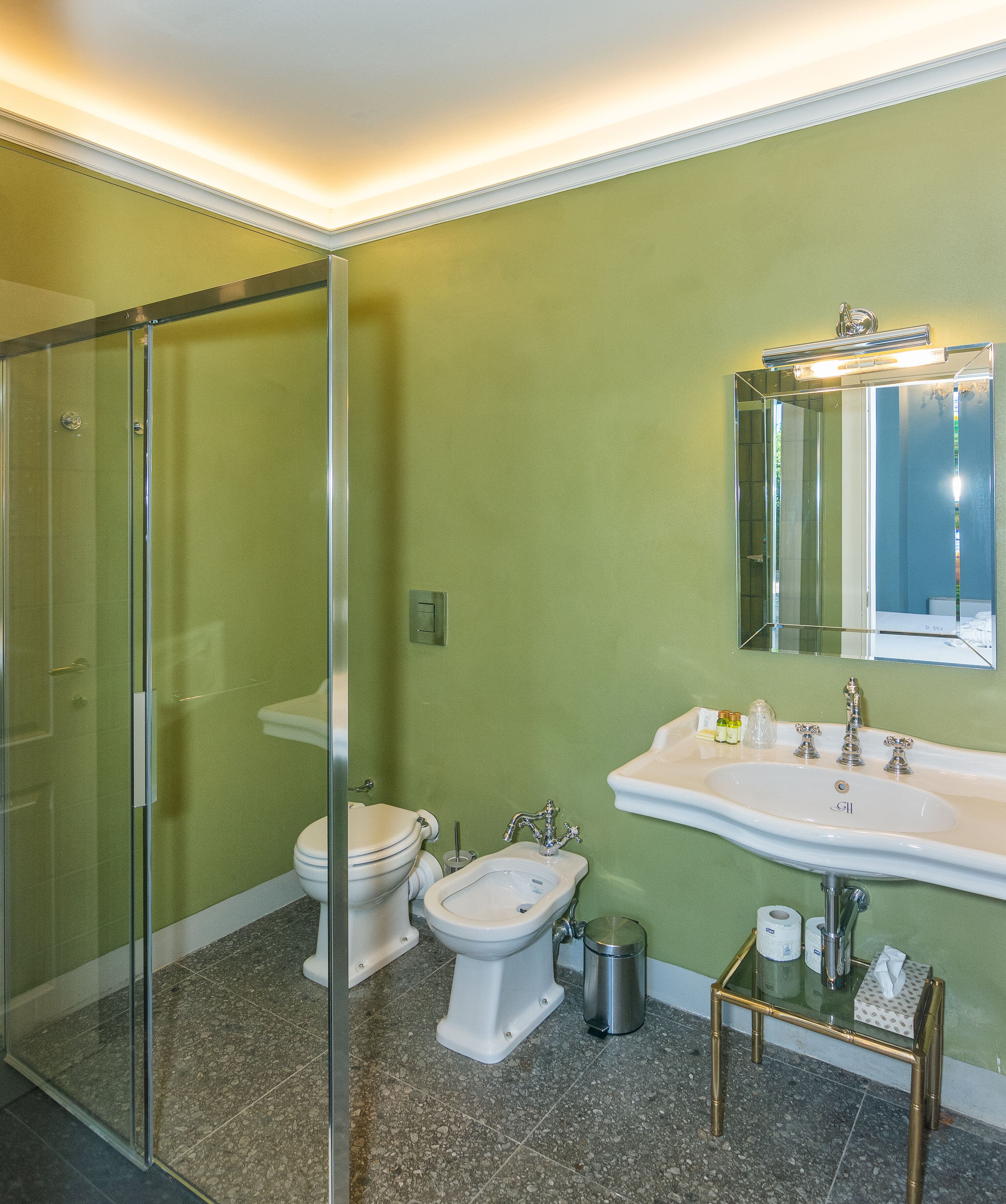 executive room | bathroom | shower, rainfall showerhead, hair dryer, bidet