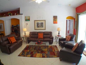 House, 4 Bedrooms, Private Pool | Living room | Flat-screen TV, DVD player - 4BR 3BA Home in Windsor Palms by CV-8112 (Kissimmee)