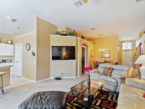 House, 4 Bedrooms, Private Pool | Living room | Flat-screen TV, DVD player - 4BR 3BA Home in Windsor Palms by CV-8115 (Kissimmee)