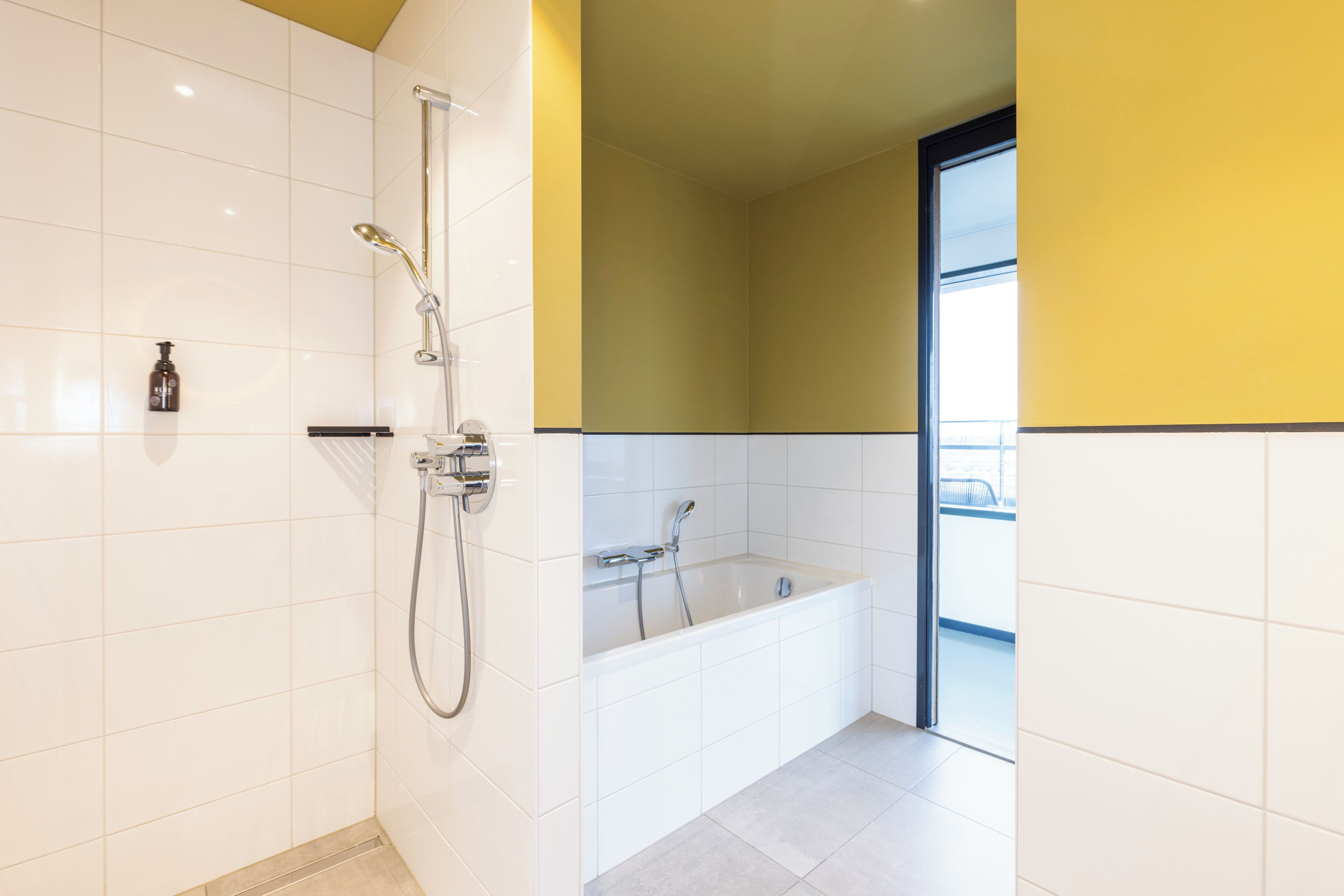 designer toiletries, hair dryer, bathrobes, heated floors