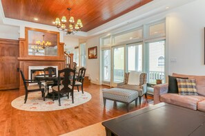 Smart TV, fireplace, table football, ping pong