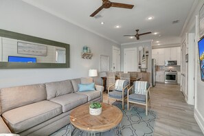 Smart TV, DVD player, books, video library