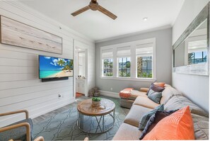 Smart TV, DVD player, books, video library