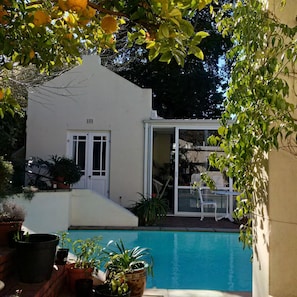 Seasonal outdoor pool, pool umbrellas, pool loungers - Newlands Guest House (Cape Town)