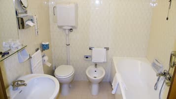 Free toiletries, hair dryer, bidet, towels