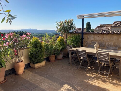 Stone village house with stunning views of the surrounding countryside.