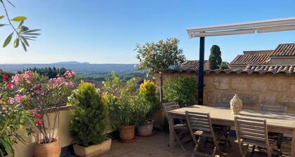 Stone village house with stunning views of the surrounding countryside.