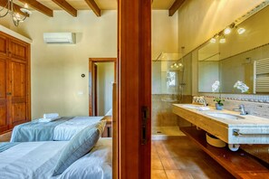 Bathtub, hair dryer, towels