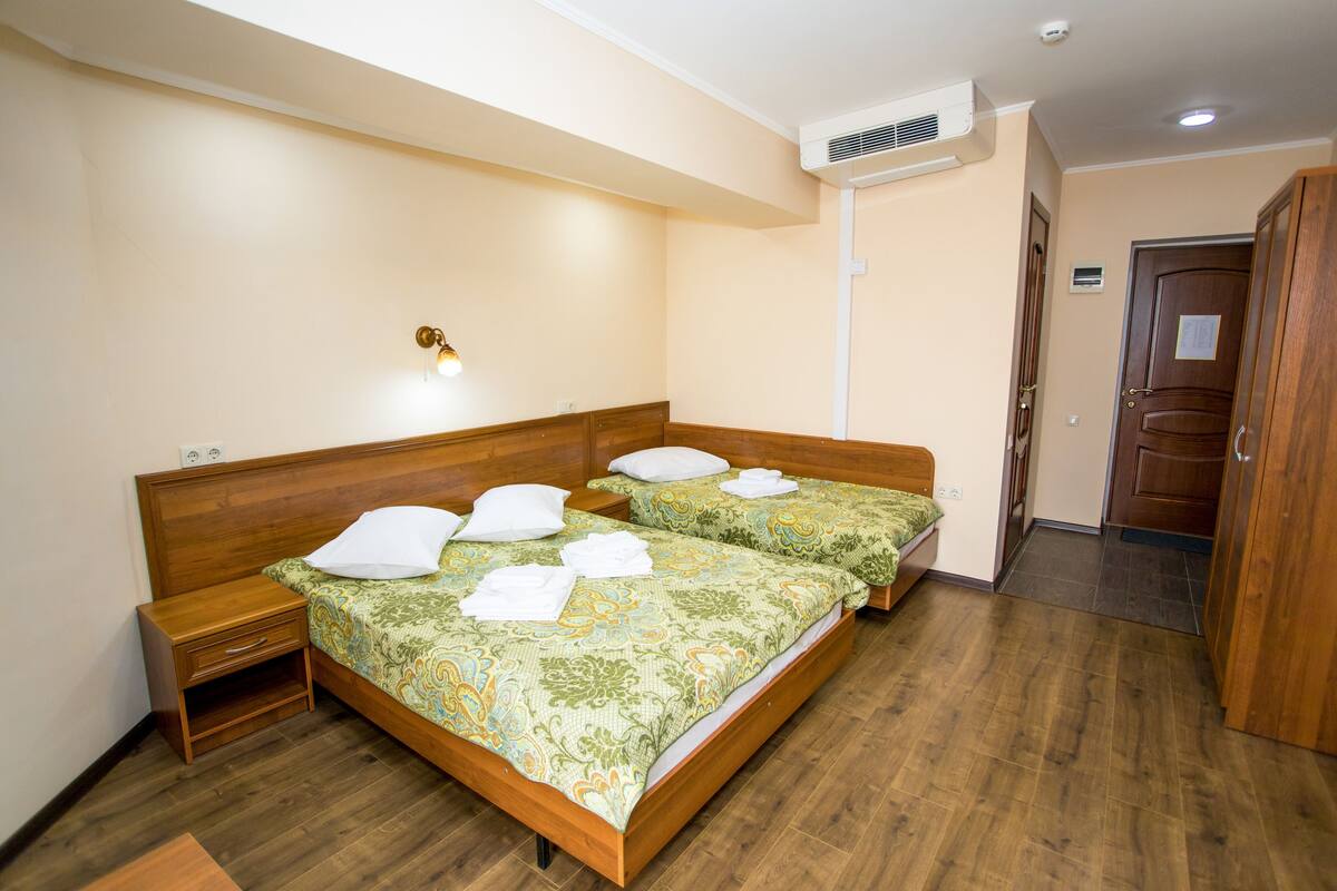 1 bedroom, desk, blackout curtains, iron/ironing board