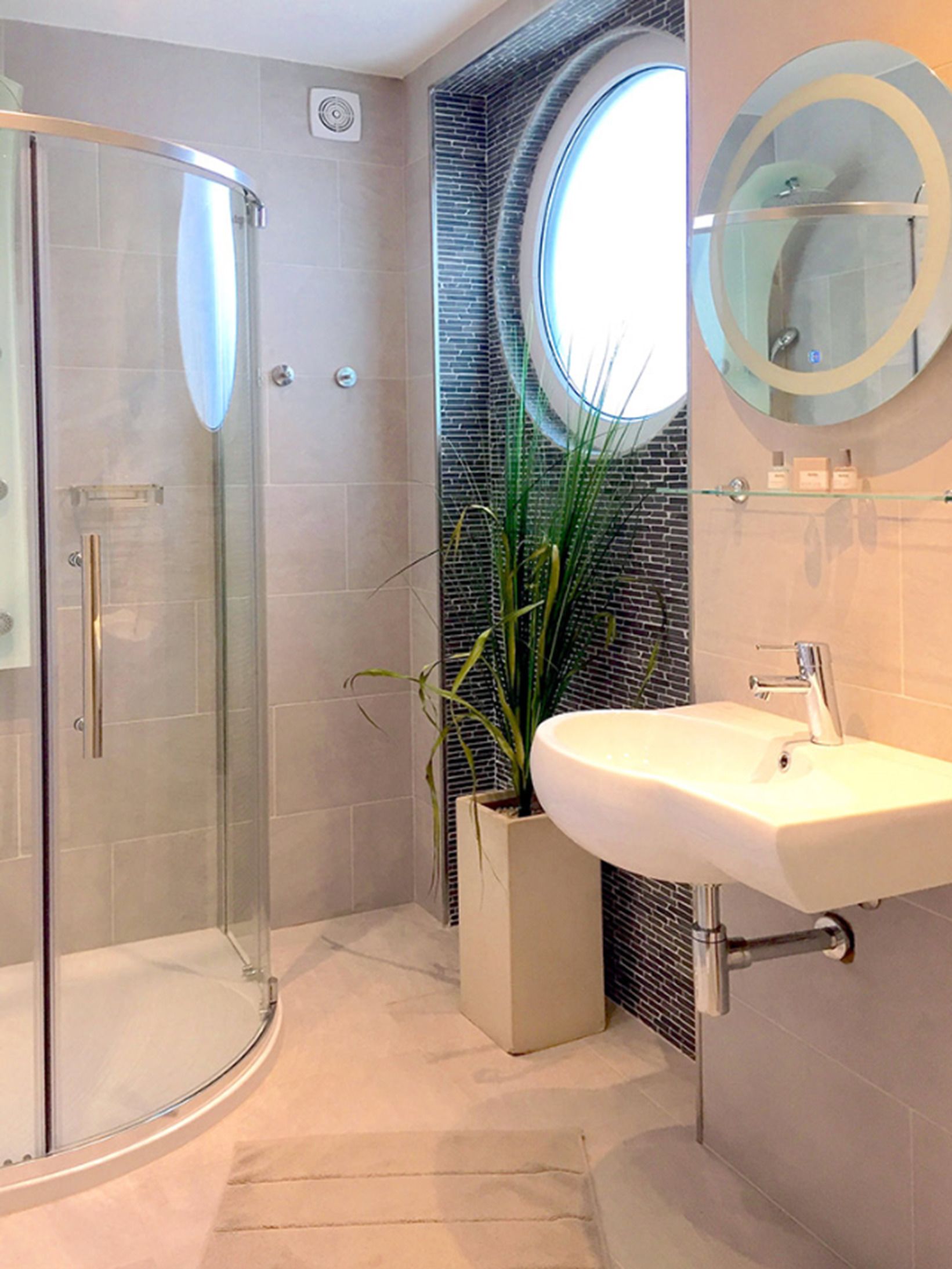 shower, free toiletries, hair dryer, bathrobes