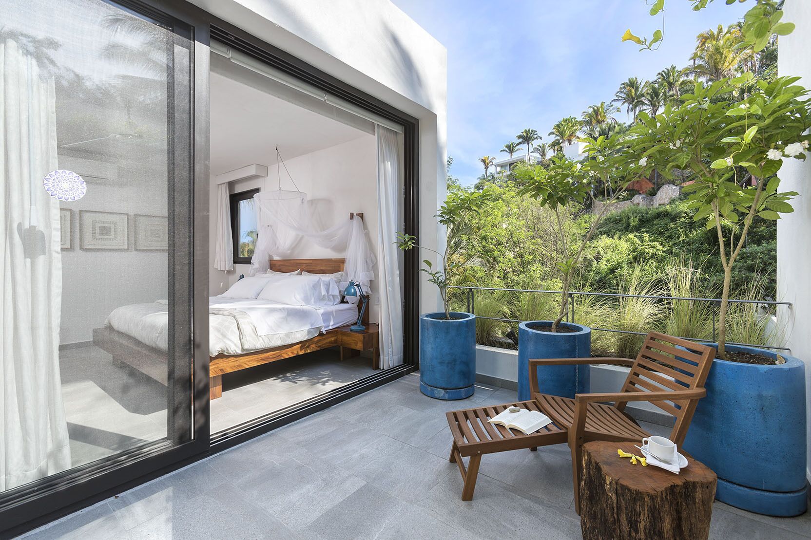 Private patio on the upper suite. Tempur King bed, fluffy towels, pure comfort