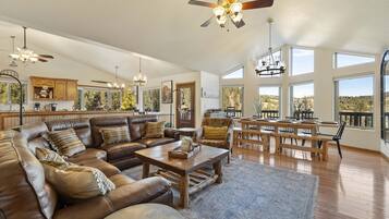 Smart TV, fireplace, DVD player
