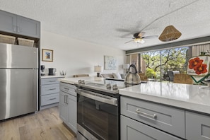 Jääkaappi, mikroaaltouuni, uuni, liesi