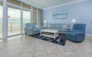 TV, fireplace - 5th Floor 3 Bedroom Luxury Beachfront Phoenix Orange Beach 505 (Orange Beach)