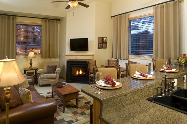 TV, fireplace, DVD player, offices