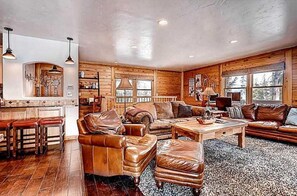 Smart TV, fireplace, video games, DVD player