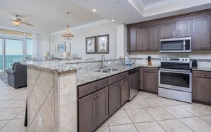 Fridge, microwave, oven, dishwasher
