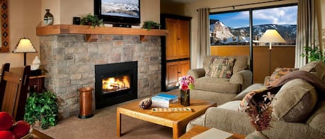 TV, fireplace, DVD player, offices