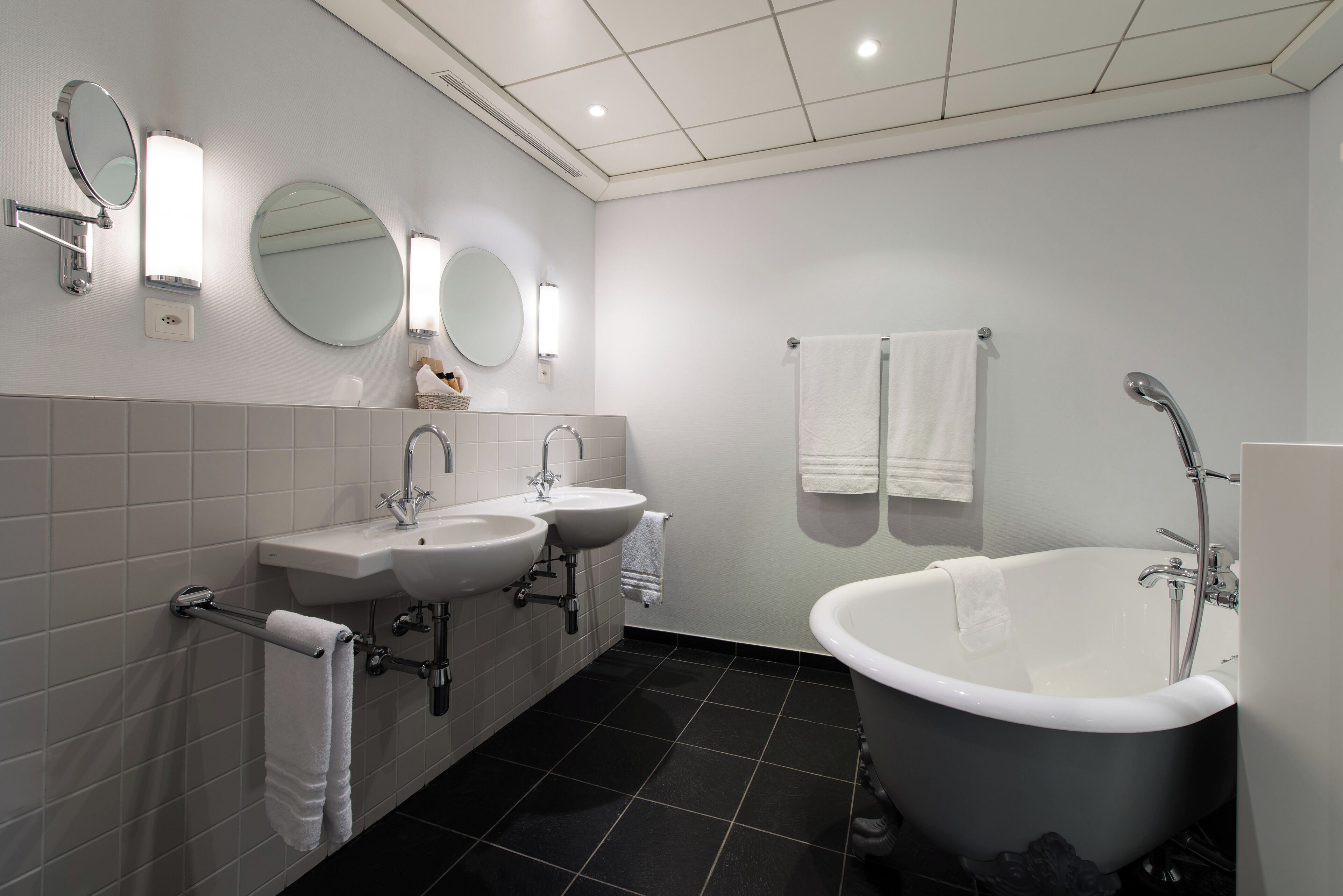 free toiletries, hair dryer, bathrobes, slippers