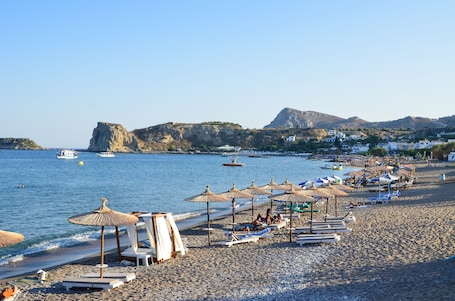 On the beach. Stegna Star Apartments