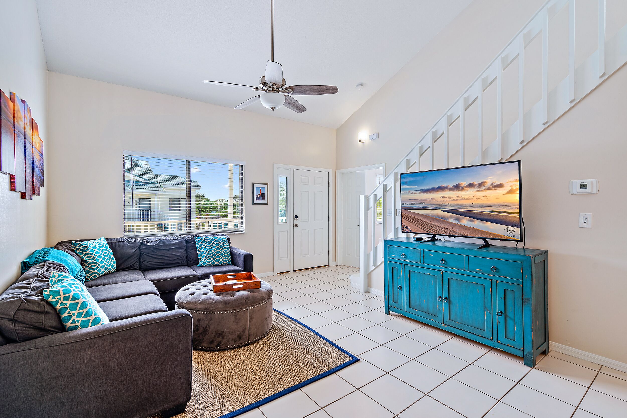 Smart TV, DVD player, books, video library