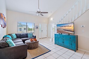 Smart TV, DVD player, books, video library