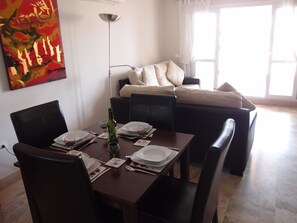 Dining - Central Apartment. Fantastic views of golf course/mountains. FREE Parking/WiFi (Almerimar)