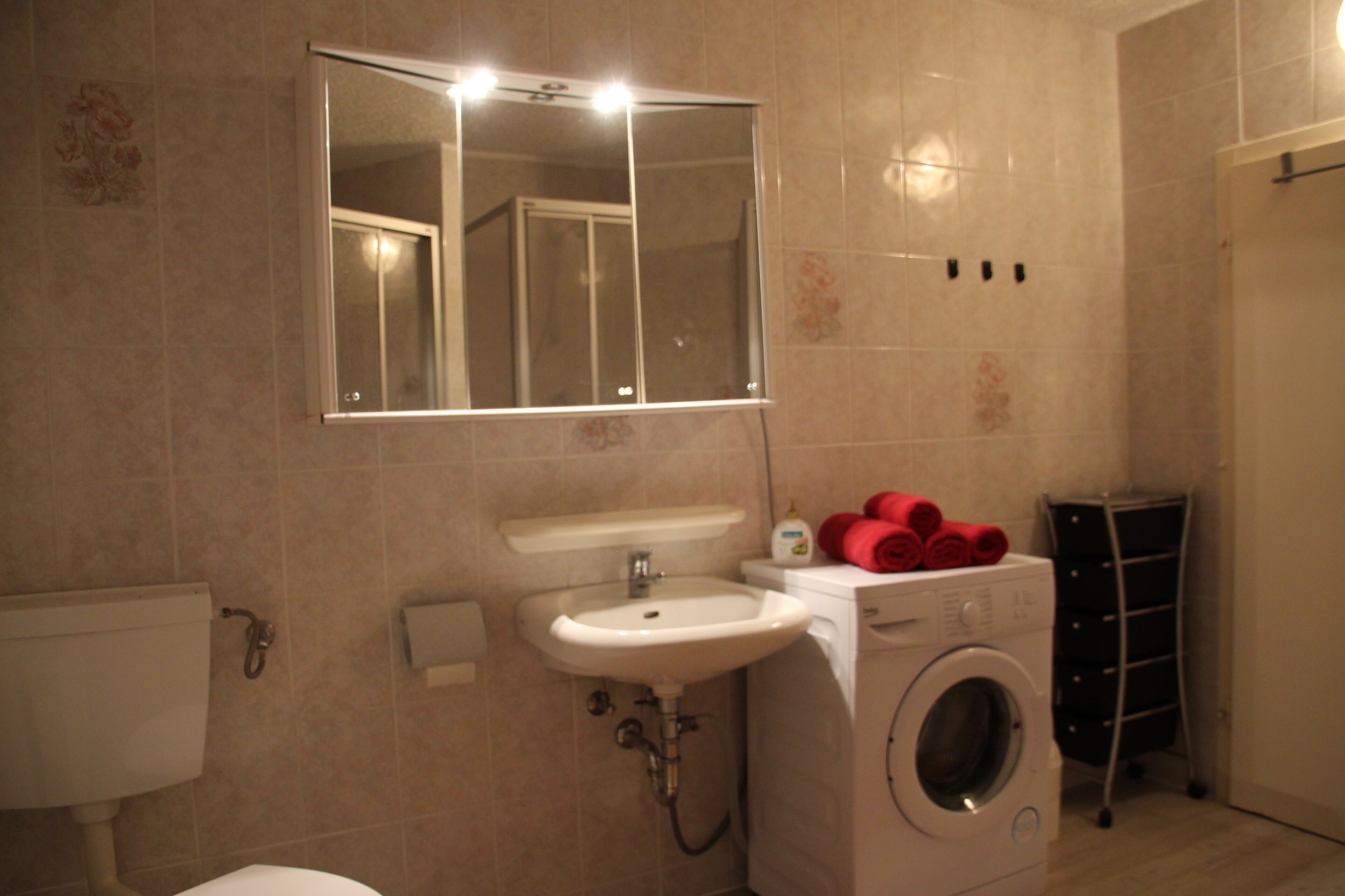 Duschwanne, Handtücher