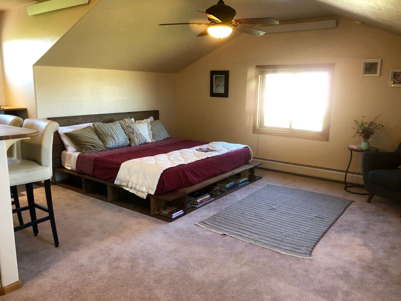 1 bedroom, desk, iron/ironing board, travel cot