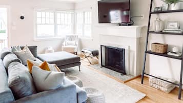 Télévision, cheminée, chaßne hi-fi