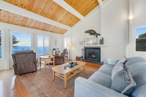 تلفزيون، مدفأة، كُتُب، ستيريو