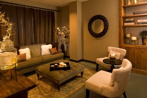 Relax in style with plush seating and warm ambiance.