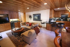 TV, fireplace, offices