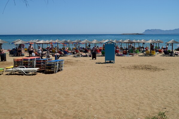 On the beach, beach towels