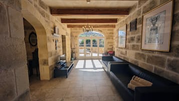 TV, DVD player, books, video library