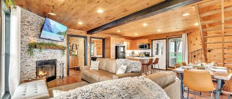 Télévision, cheminée