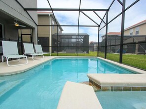 Seasonal outdoor pool, pool umbrellas, pool loungers - Ov3711 - Paradise Palms - 6 Bed 5 Baths Villa (Kissimmee)