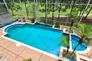 Seasonal outdoor pool, pool umbrellas, sun loungers