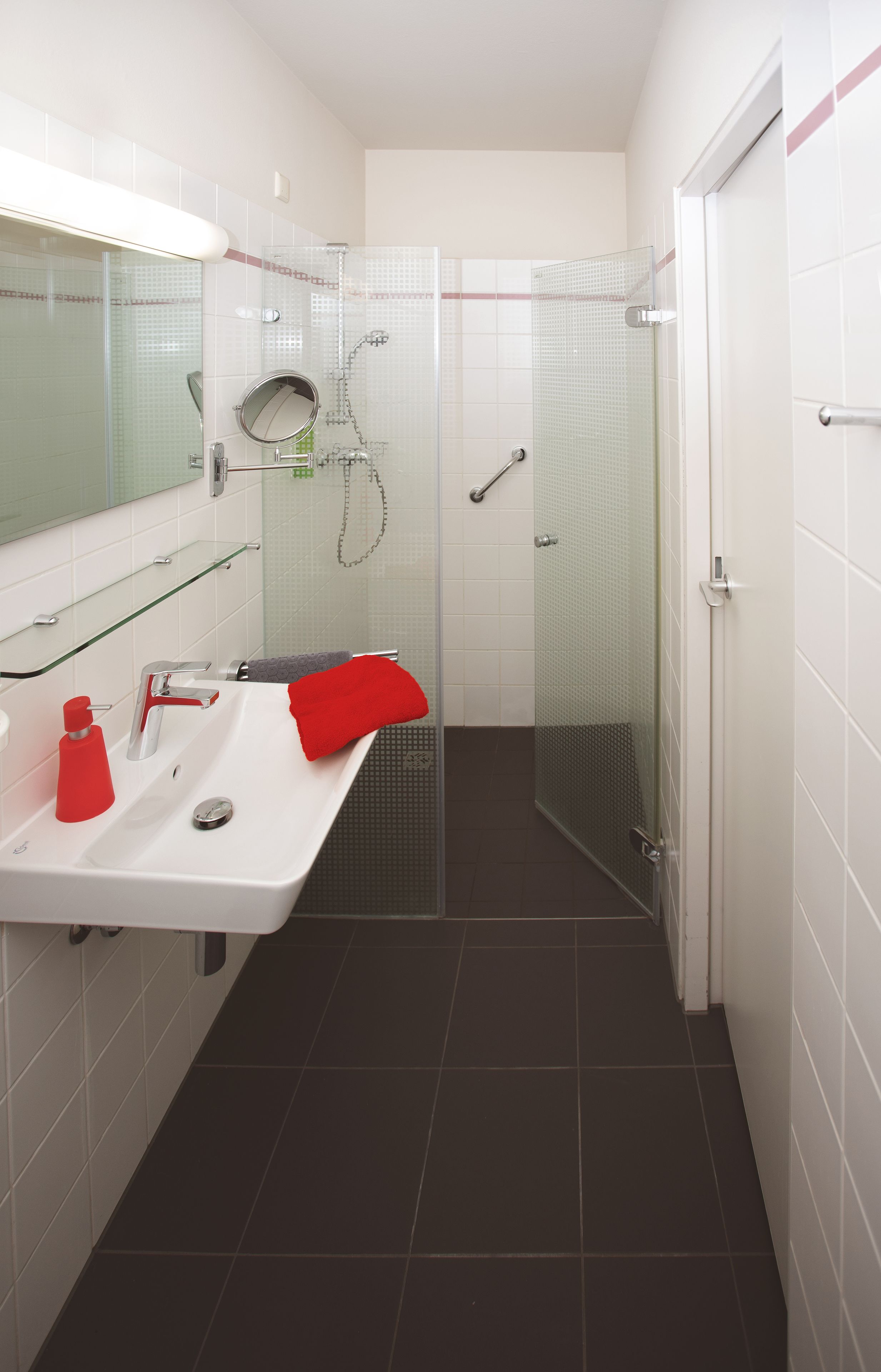 shower, eco-friendly toiletries, hair dryer, towels