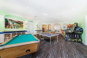 Enjoy pool, ping pong, and billiards in this lively indoor recreation area.