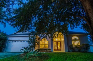 Family Villa, Balcony, Garden Area | Front of property – evening/night