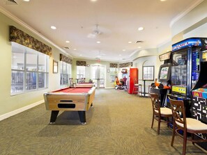 Enjoy games and entertainment in this lively space with a pool table and arcade games.