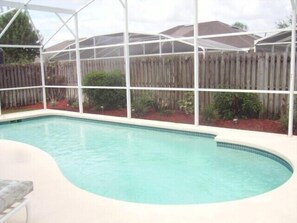 Seasonal outdoor pool, sun loungers