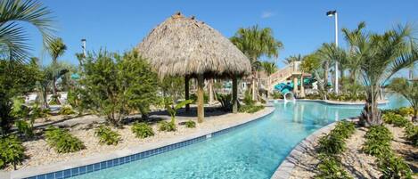 2 piscinas al aire libre, camas de piscina gratis, sombrillas